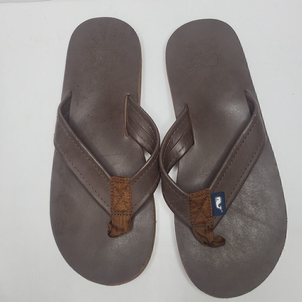 VINEYARD VINES Brown Leather Flip-flops Size 7
